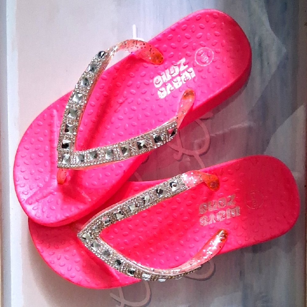 Wave ZONE Vibrant Pink Sandals with Rhinestone Accents [Size 10-11.5]